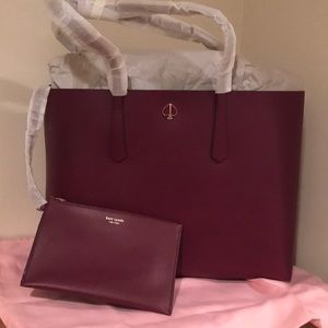 New with tag Kate Spade large tote bag in the color sangria